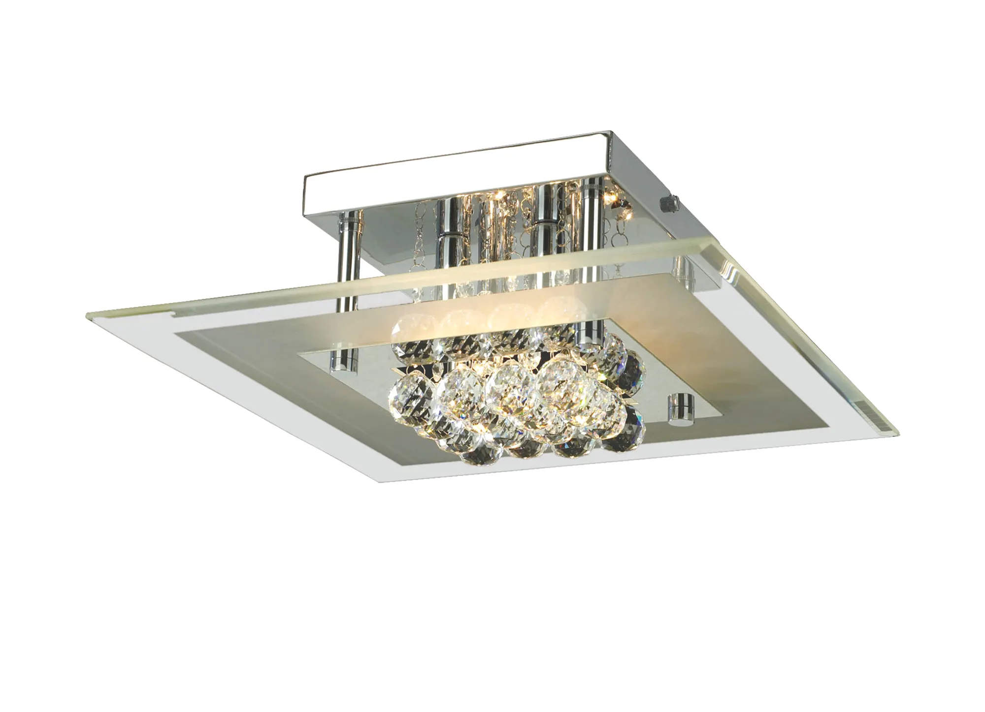 IL30023  Delmar Crystal  Flush Ceiling Square 4 Light Polished Chrome